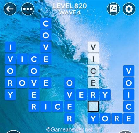 Solutions for Level 820, Wave. . Wordscapes level 820